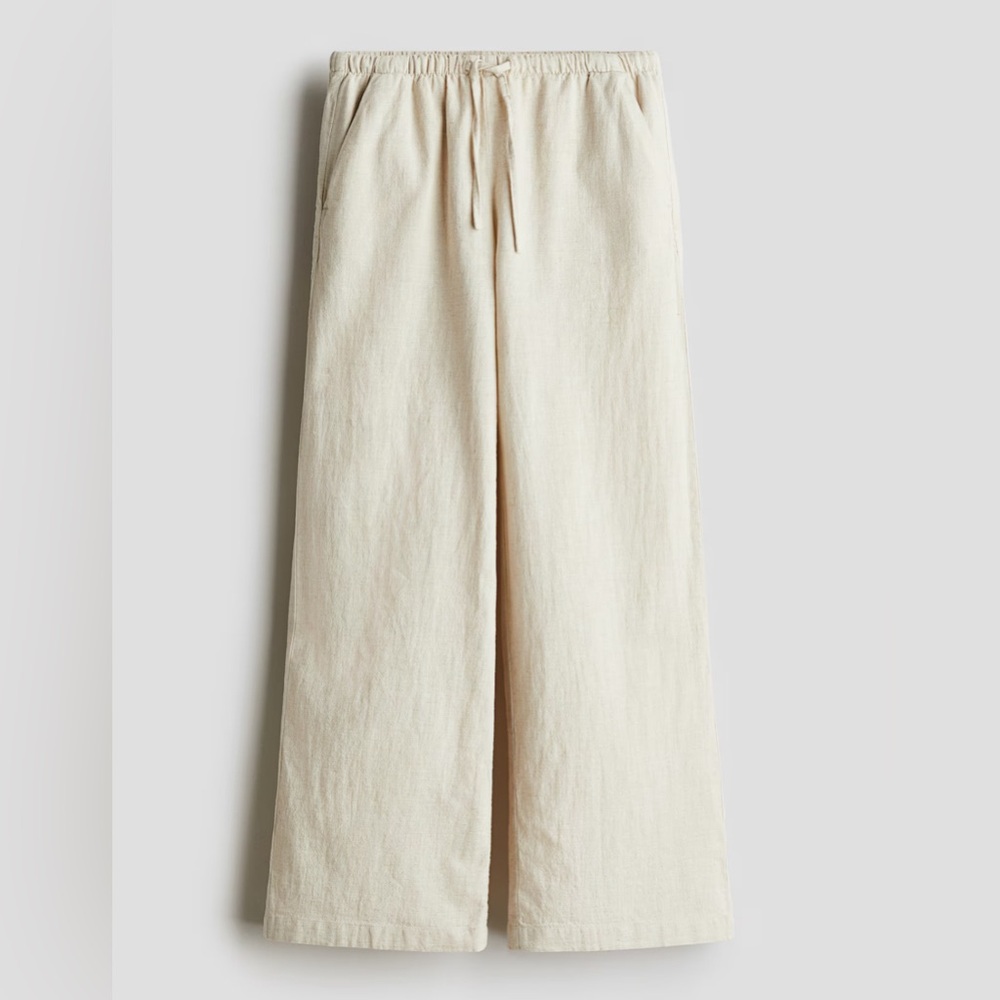 H&M Cream Girls Linen Pants